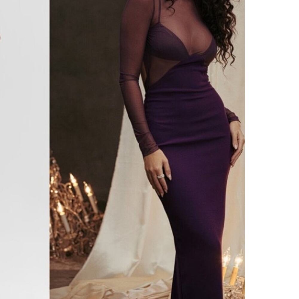 House Of Cb Safiya Black Grape Maxi Dress Size S Small NWOT